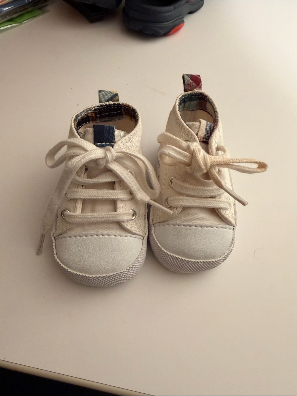 Polo Ralph Lauren Cream Baby Canvas Lace-Up Crib Shoes